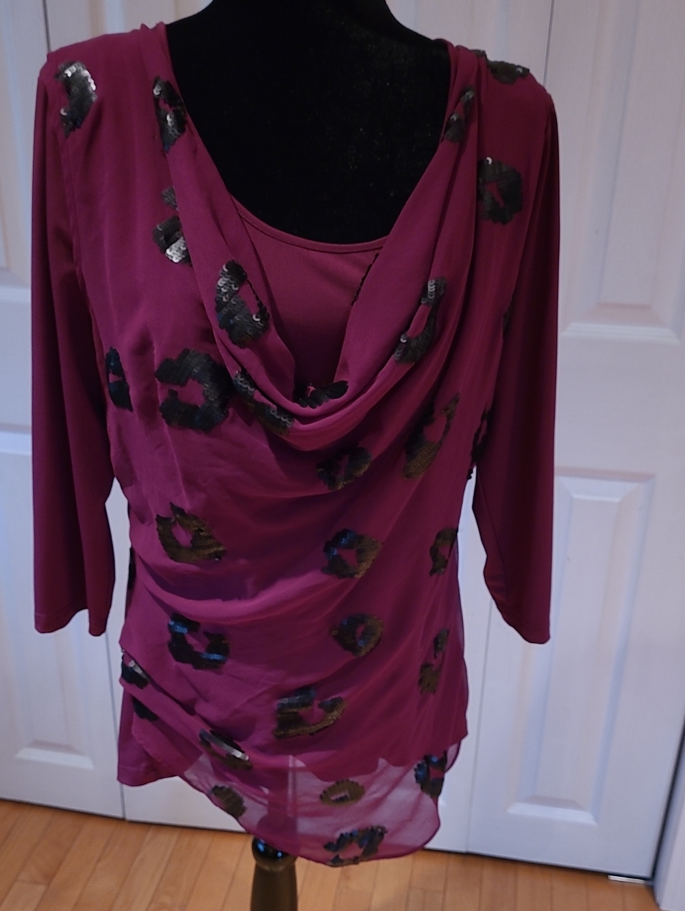Source Unknown Magenta Cowl Neck Sequin Accent Tunic